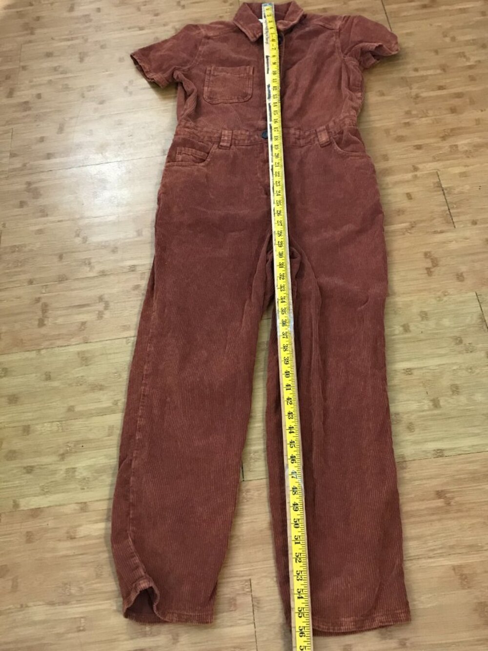 BDG Corduroy Utility Jumpsuit Women S Brown Button Up Pockets Short Sleeve 19146 - Picture 4 of 15